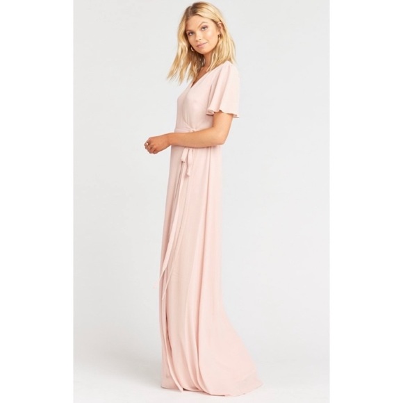 Show Me Your Mumu Noelle Flutter Wrap Pink Mauve Maxi Dress size small - Picture 5 of 16